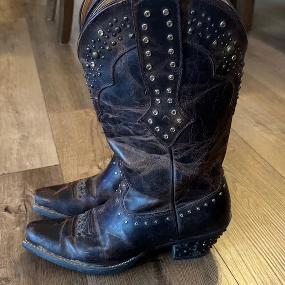 Ariat Dark Brown Studded Western Heeled Boots - Picture 2 of 3